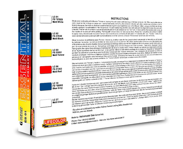 LifeColor Essential Basic & Primary Colours Set 1